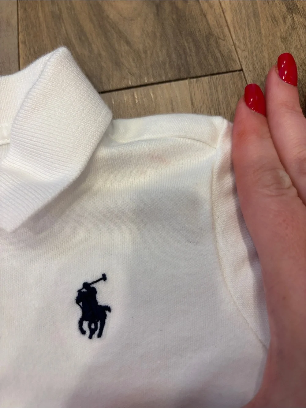 Ralph Lauren White Long-Sleeve Polo One-Piece